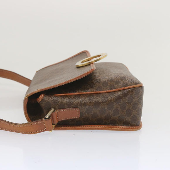 CELINE Macadam Canvas Shoulder Bag PVC Leather Brown Auth 68506