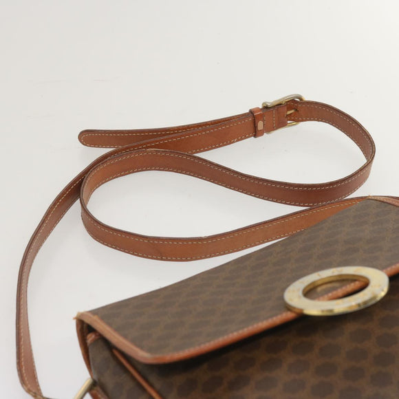 CELINE Macadam Canvas Umhängetasche PVC Leder Braun Auth 68506
