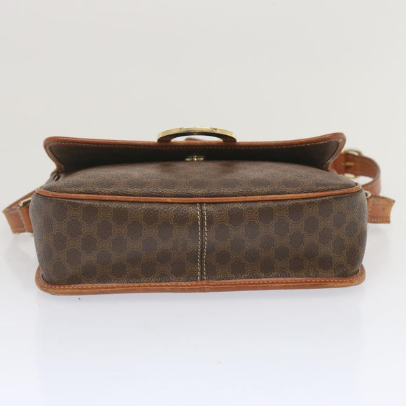 CELINE Macadam Canvas Shoulder Bag PVC Leather Brown Auth 68506