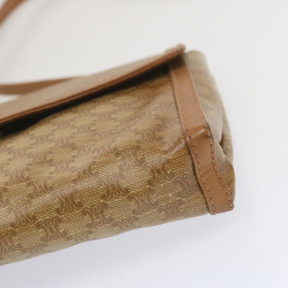 CELINE Macadam Canvas Shoulder Bag Beige Auth 68507