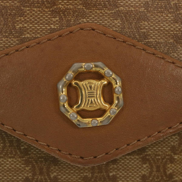 CELINE Macadam Canvas Shoulder Bag Beige Auth 68507