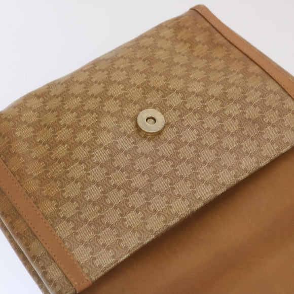 CELINE Macadam Canvas Shoulder Bag Beige Auth 68507