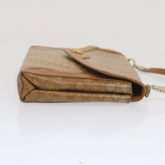 CELINE Macadam Canvas Shoulder Bag Beige Auth 68507