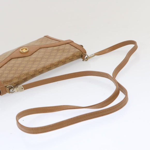 CELINE Macadam Canvas Shoulder Bag Beige Auth 68507