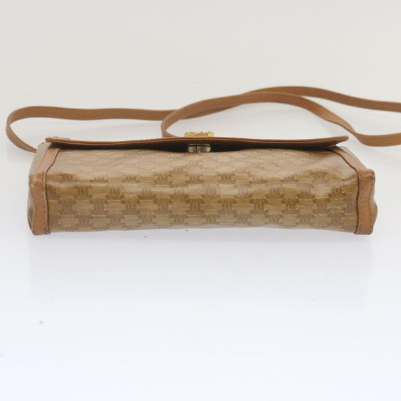 CELINE Macadam Canvas Shoulder Bag Beige Auth 68507