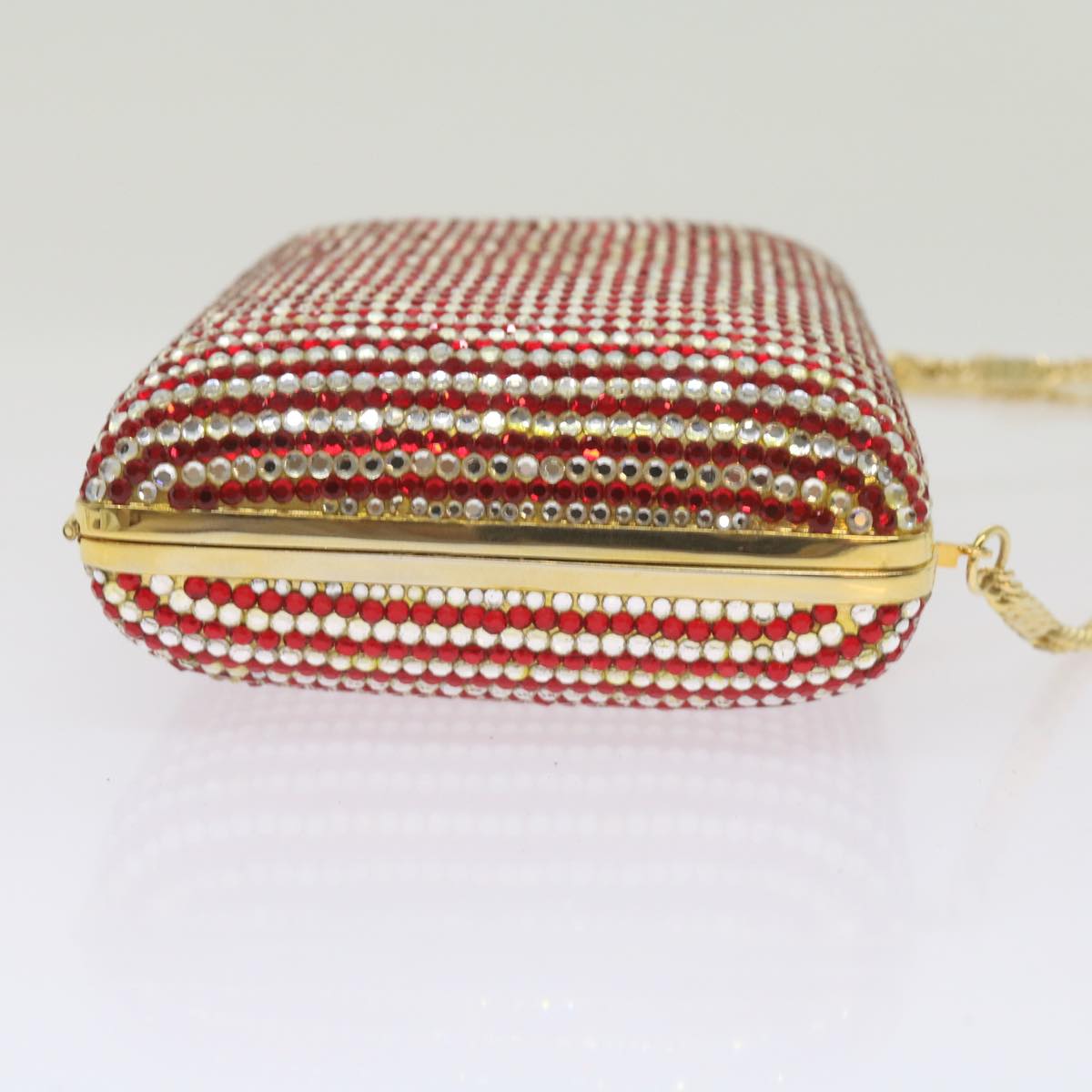 GUCCI Rhinestone Chain Shoulder Bag Red Auth 68521A