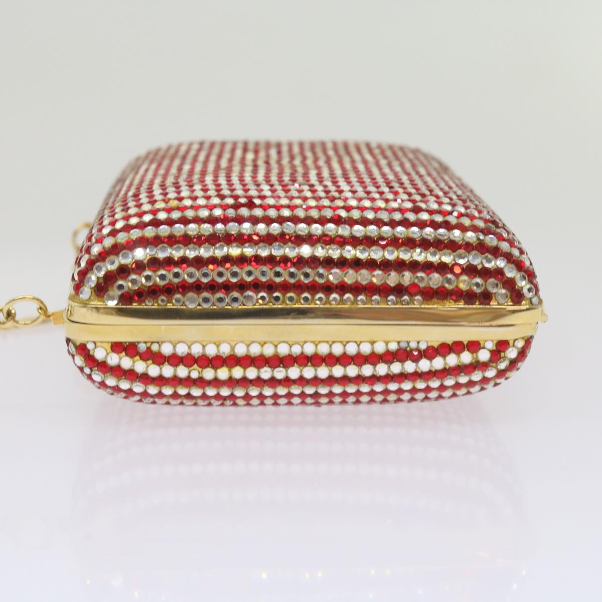 GUCCI Rhinestone Chain Shoulder Bag Red Auth 68521A