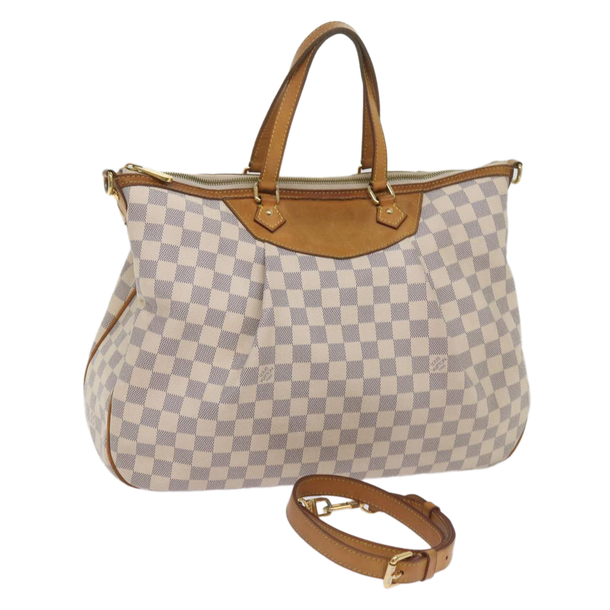 LOUIS VUITTON Damier Azur Siracusa MM Shoulder Bag N41112 LV Auth 68552