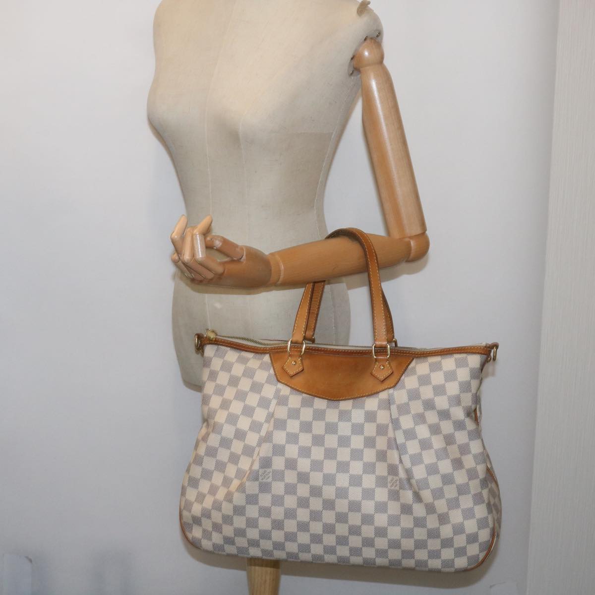 LOUIS VUITTON Damier Azur Siracusa MM Shoulder Bag N41112 LV Auth 68552