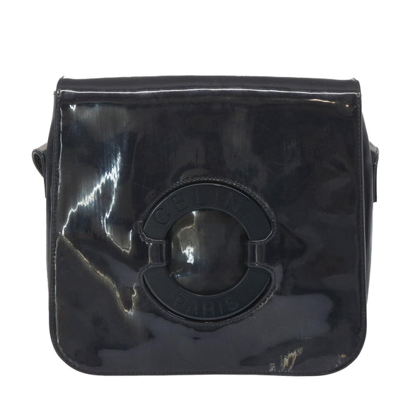 CELINE Shoulder Bag Enamel Navy Auth 68565