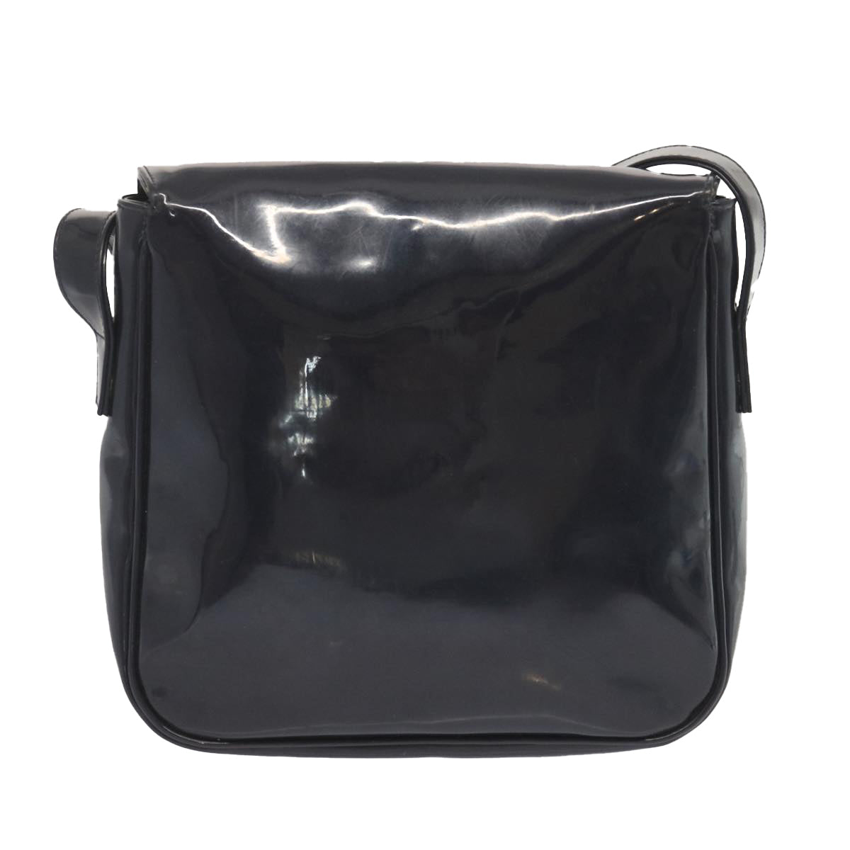 CELINE Shoulder Bag Enamel Navy Auth 68565 - 0
