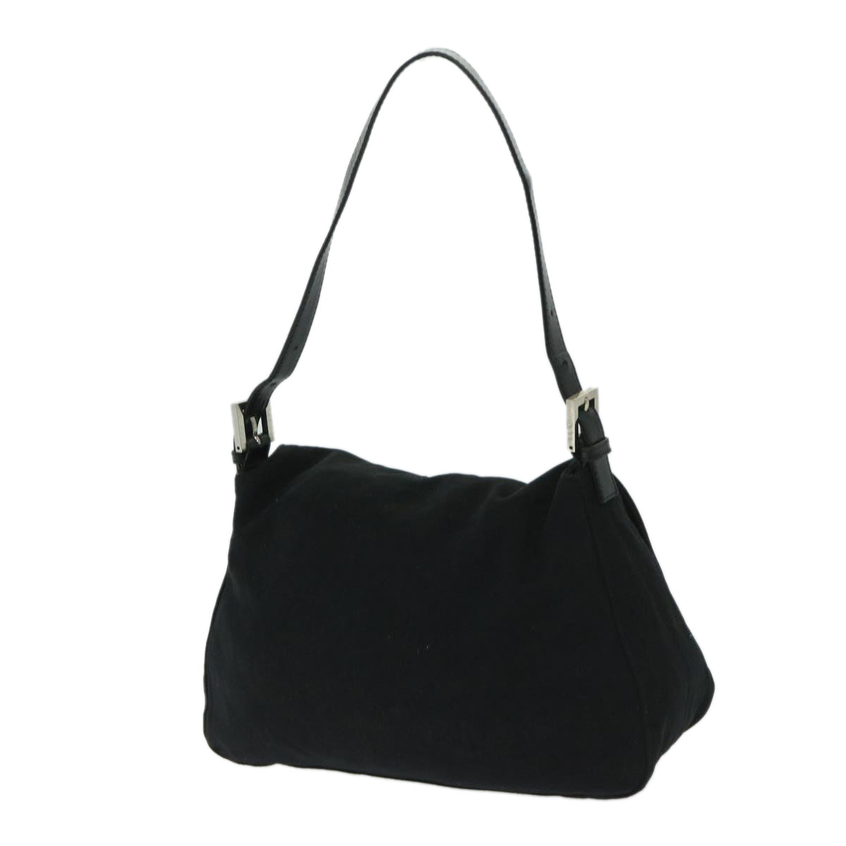 FENDI Mamma Baguette Shoulder Bag Nylon Black Auth 68579 - 0