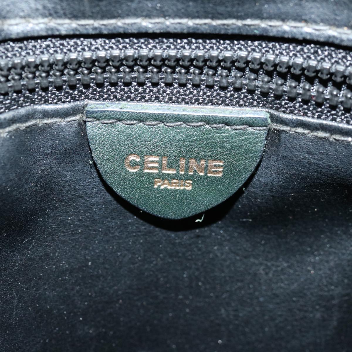 CELINE Tote Bag Leather Green Auth 68605