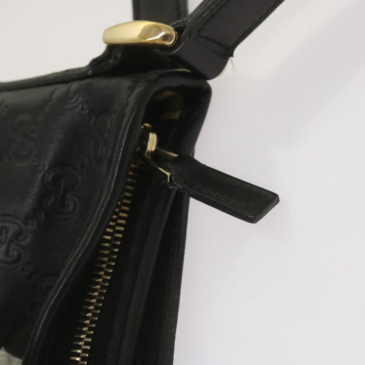 GUCCI GG Canvas Guccissima Shoulder Bag Black 131326 Auth 68606