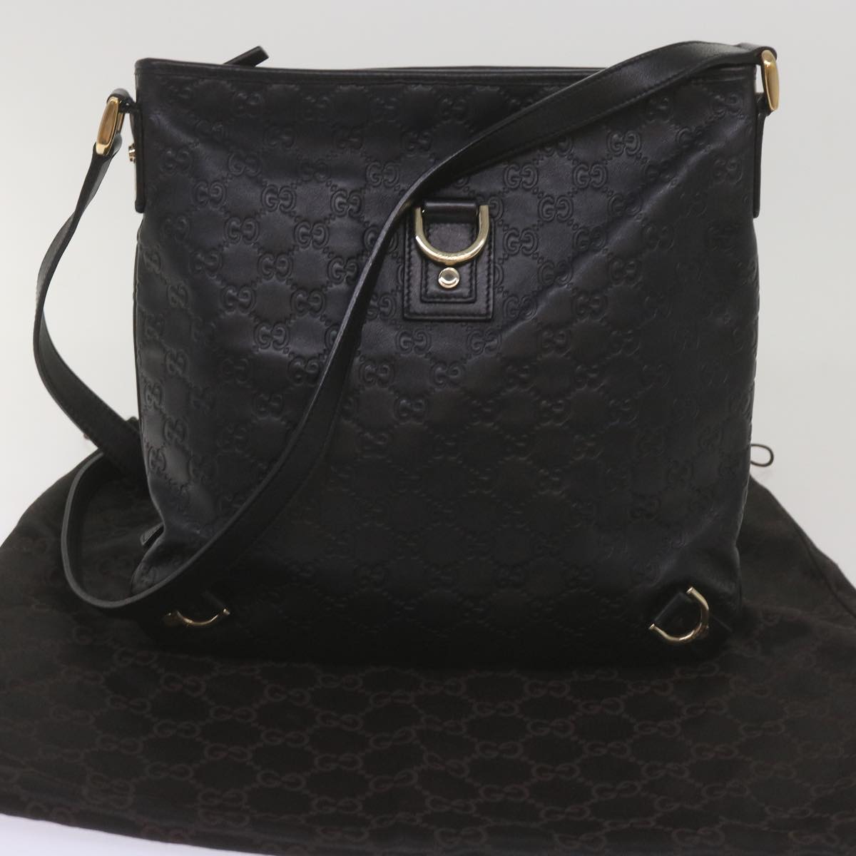 GUCCI GG Canvas Guccissima Shoulder Bag Black 131326 Auth 68606