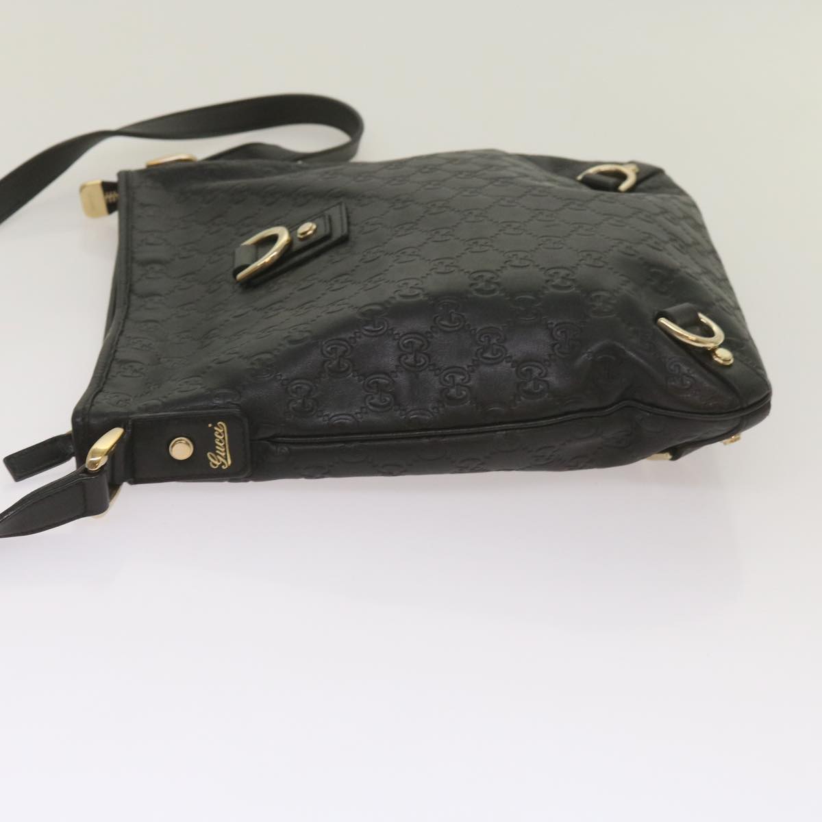 GUCCI GG Canvas Guccissima Shoulder Bag Black 131326 Auth 68606