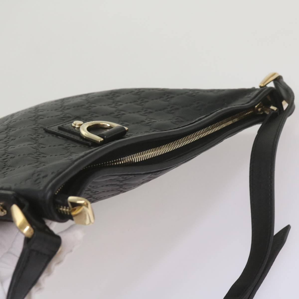 GUCCI GG Canvas Guccissima Shoulder Bag Black 131326 Auth 68606