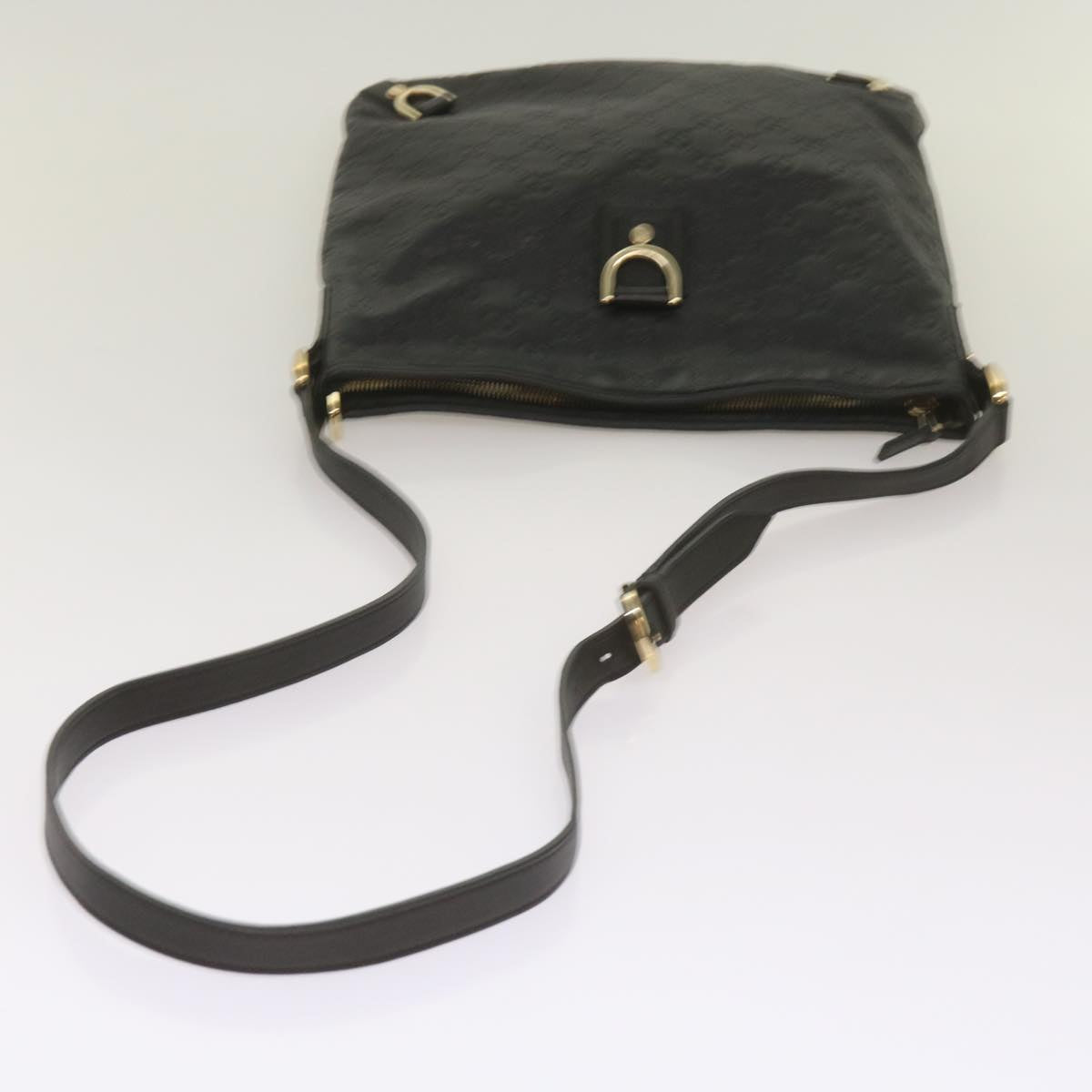 GUCCI GG Canvas Guccissima Shoulder Bag Black 131326 Auth 68606