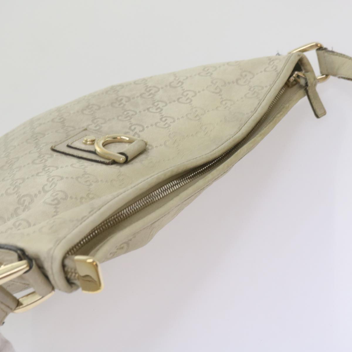 GUCCI GG Canvas Guccissima Shoulder Bag Beige 131326 Auth 68614