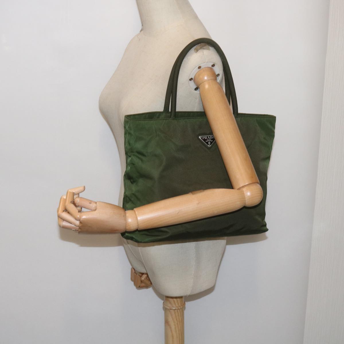 PRADA Tote Bag Nylon Khaki Auth 68625