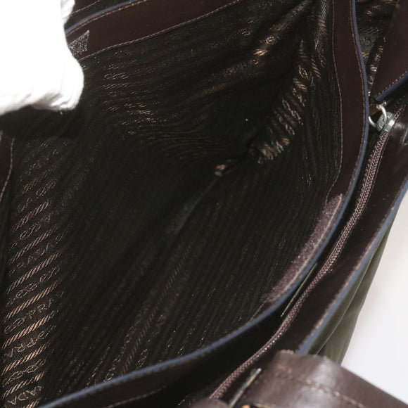 PRADA Tote Bag Nylon Khaki Auth 68627