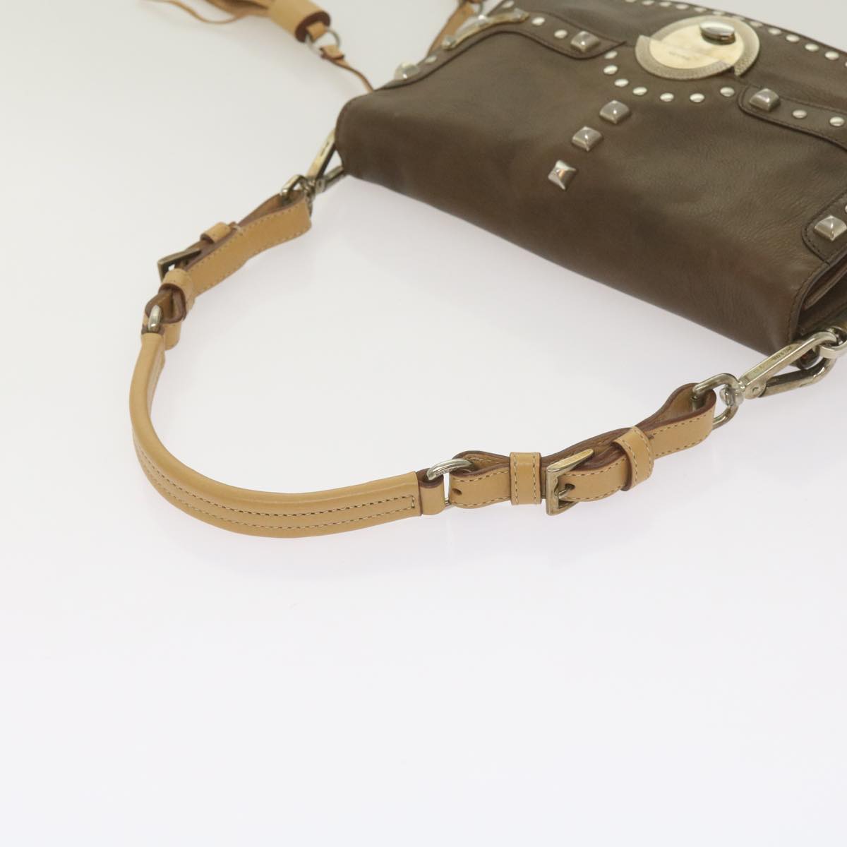 PRADA Shoulder Bag Leather Brown Auth 68666