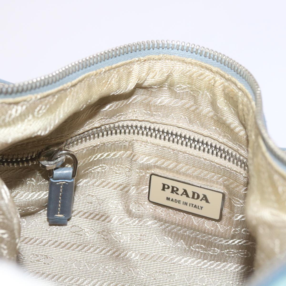 PRADA Shoulder Bag Nylon Light Blue Auth 68673