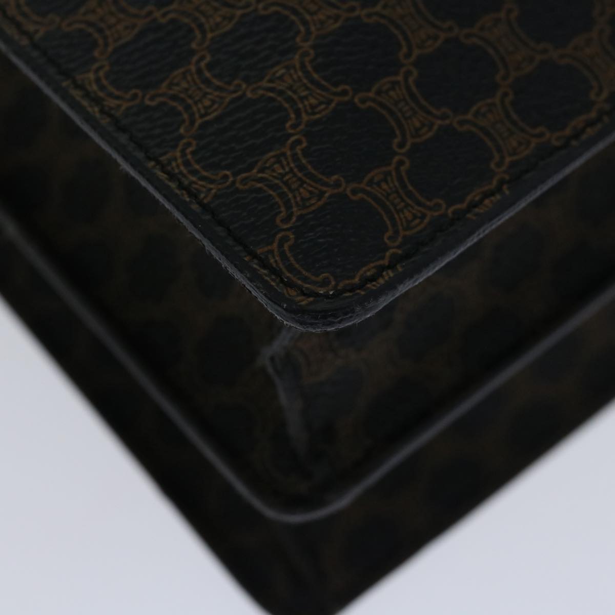 CELINE Macadam Canvas Tote Bag PVC Leather Black Auth 68685