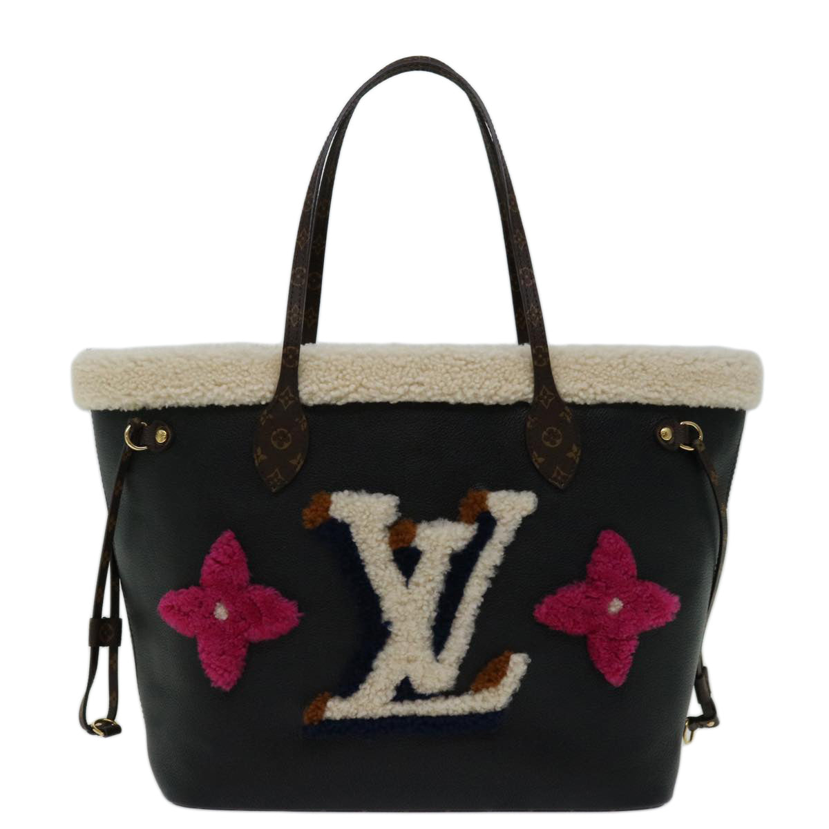 LOUIS VUITTON Monogram Teddy Neverfull MM Tote Bag Black M56960 LV Auth 68691S