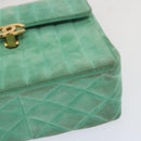 CHANEL Hand Bag Suede Green CC Auth 68731SAV-14