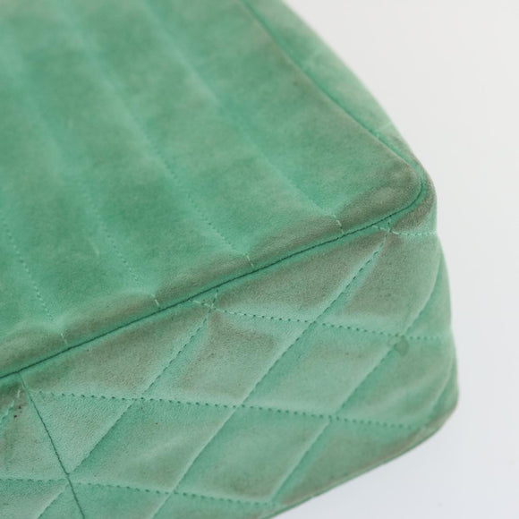 CHANEL Hand Bag Suede Green CC Auth 68731SAV
