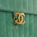CHANEL Hand Bag Suede Green CC Auth 68731SAV-10