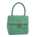 CHANEL Hand Bag Suede Green CC Auth 68731SAV-1