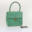 CHANEL Hand Bag Suede Green CC Auth 68731SAV-21