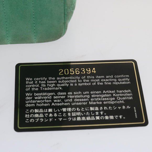 CHANEL Hand Bag Suede Green CC Auth 68731SAV