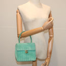 CHANEL Hand Bag Suede Green CC Auth 68731SAV-24