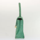 CHANEL Hand Bag Suede Green CC Auth 68731SAV-4
