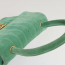 CHANEL Hand Bag Suede Green CC Auth 68731SAV-6