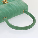 CHANEL Hand Bag Suede Green CC Auth 68731SAV-7