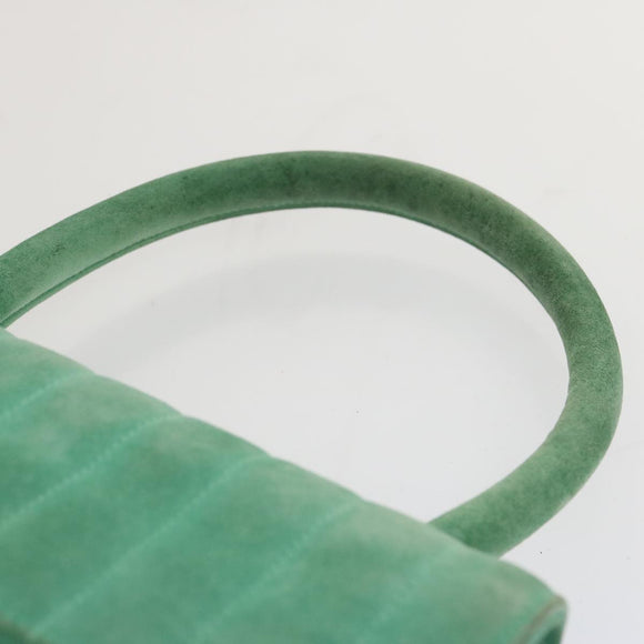 CHANEL Hand Bag Suede Green CC Auth 68731SAV