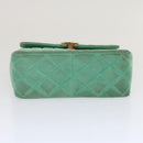 CHANEL Hand Bag Suede Green CC Auth 68731SAV-5