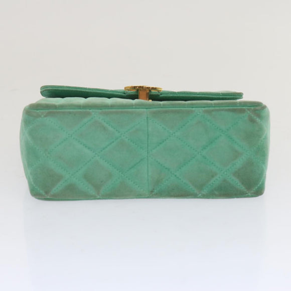 CHANEL Hand Bag Suede Green CC Auth 68731SAV