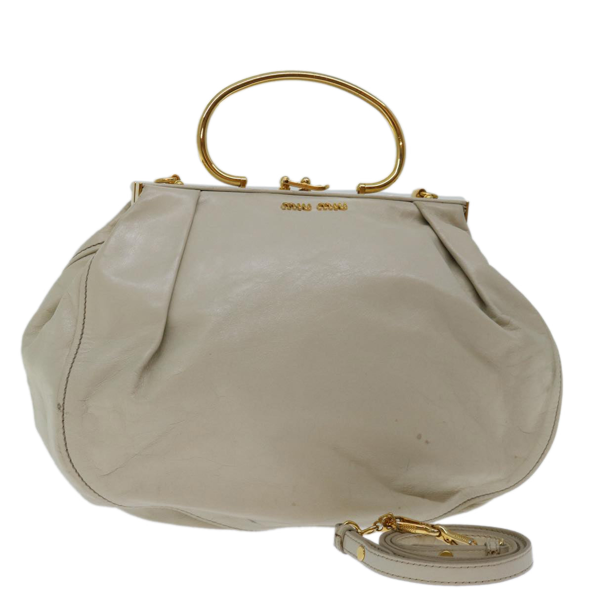 Miu Miu Hand Bag Leather 2way White Auth 68781