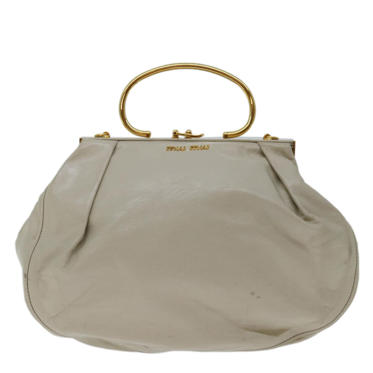 Miu Miu Hand Bag Leather 2way White Auth 68781