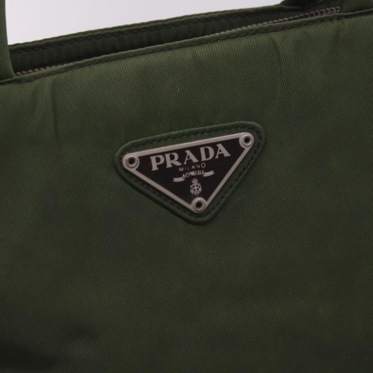 PRADA Hand Bag Nylon Khaki Auth 68783