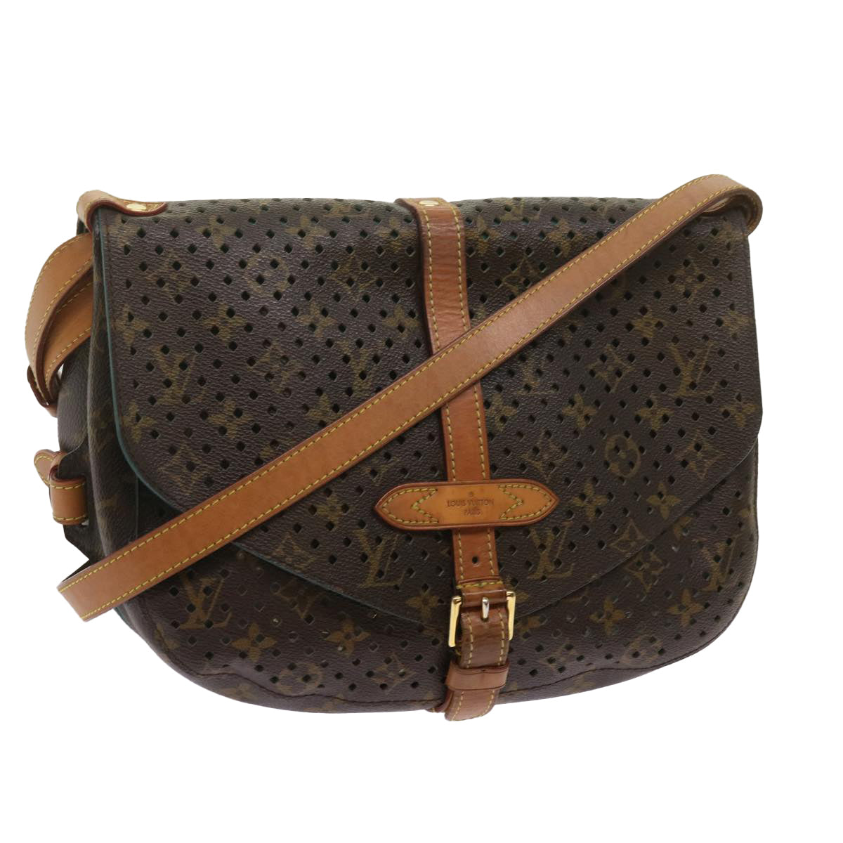 LOUIS VUITTON Monogram Perfo Saumur 30 Shoulder Bag M93998 LV Auth 68806A