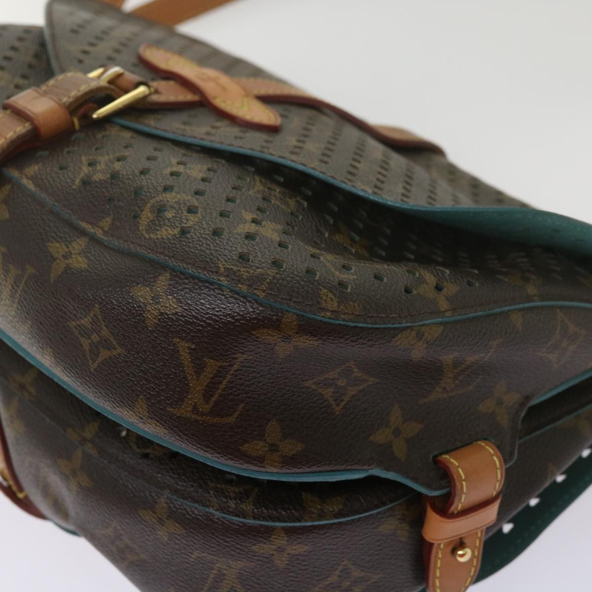 LOUIS VUITTON Monogram Perfo Saumur 30 Shoulder Bag M93998 LV Auth 68806A