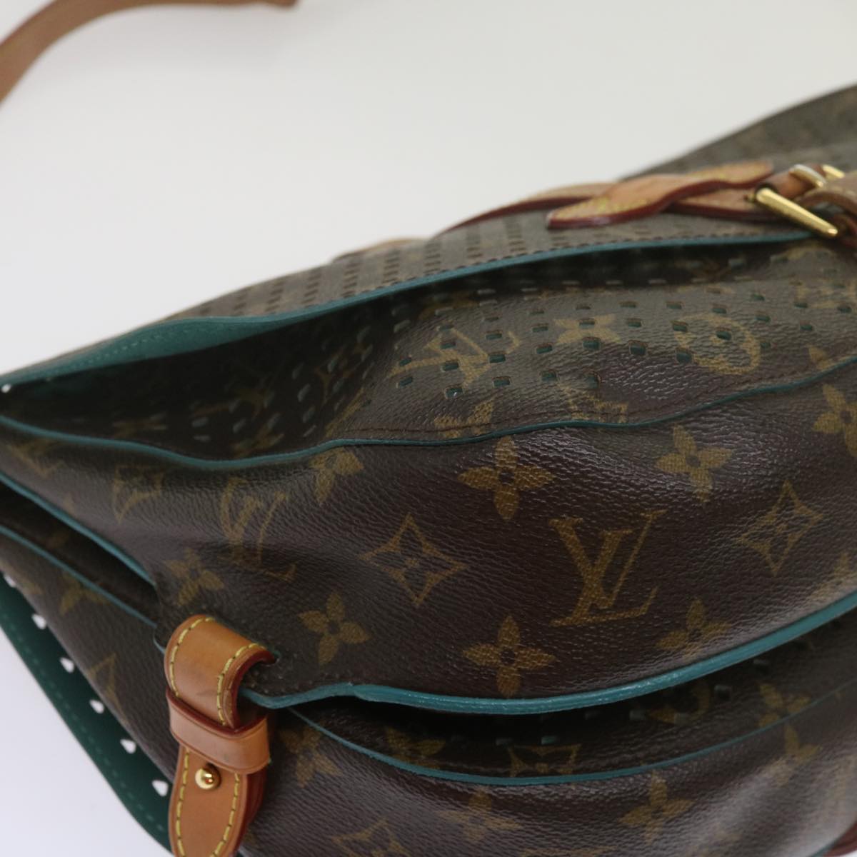 LOUIS VUITTON Monogram Perfo Saumur 30 Shoulder Bag M93998 LV Auth 68806A