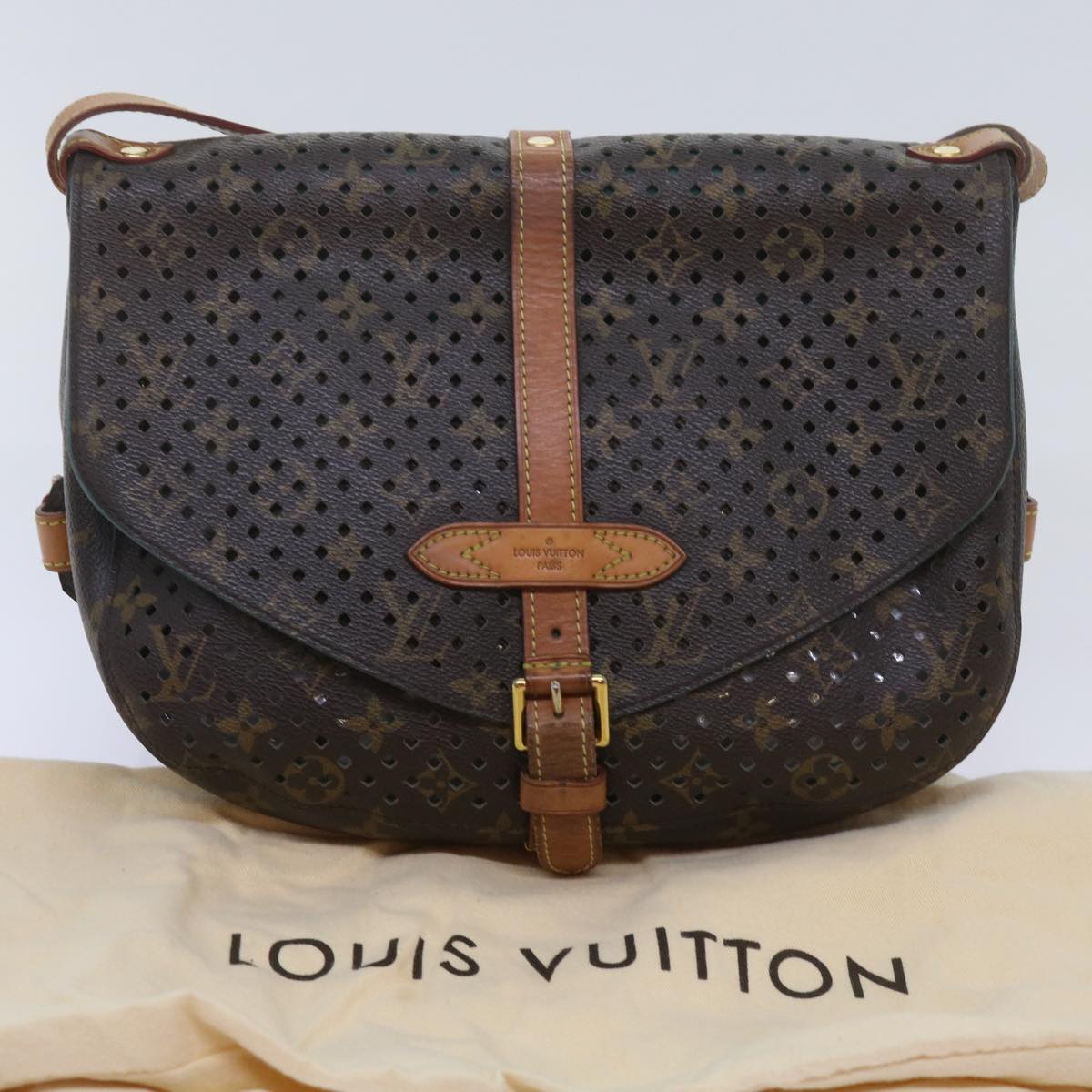 LOUIS VUITTON Monogram Perfo Saumur 30 Shoulder Bag M93998 LV Auth 68806A