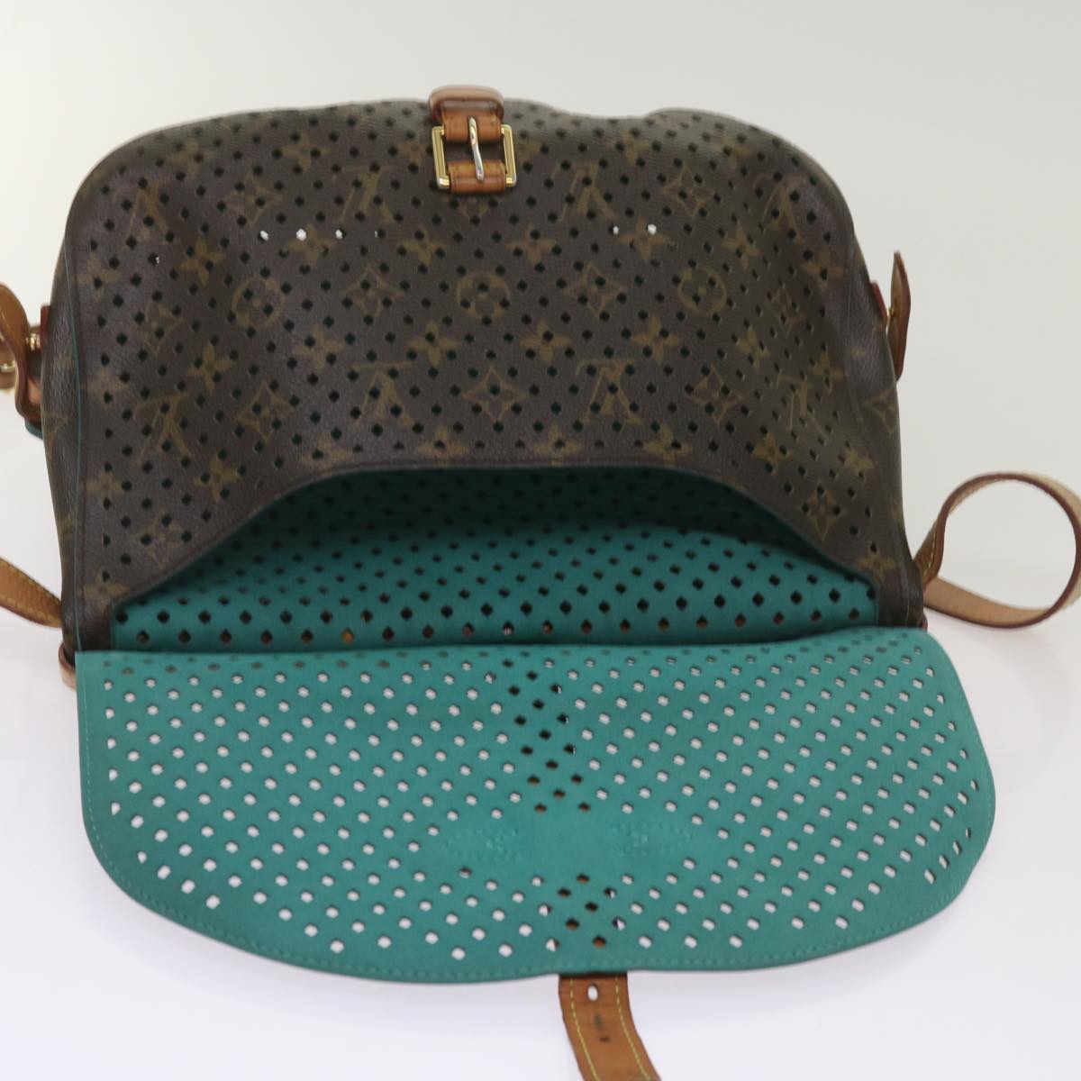 LOUIS VUITTON Monogram Perfo Saumur 30 Shoulder Bag M93998 LV Auth 68806A